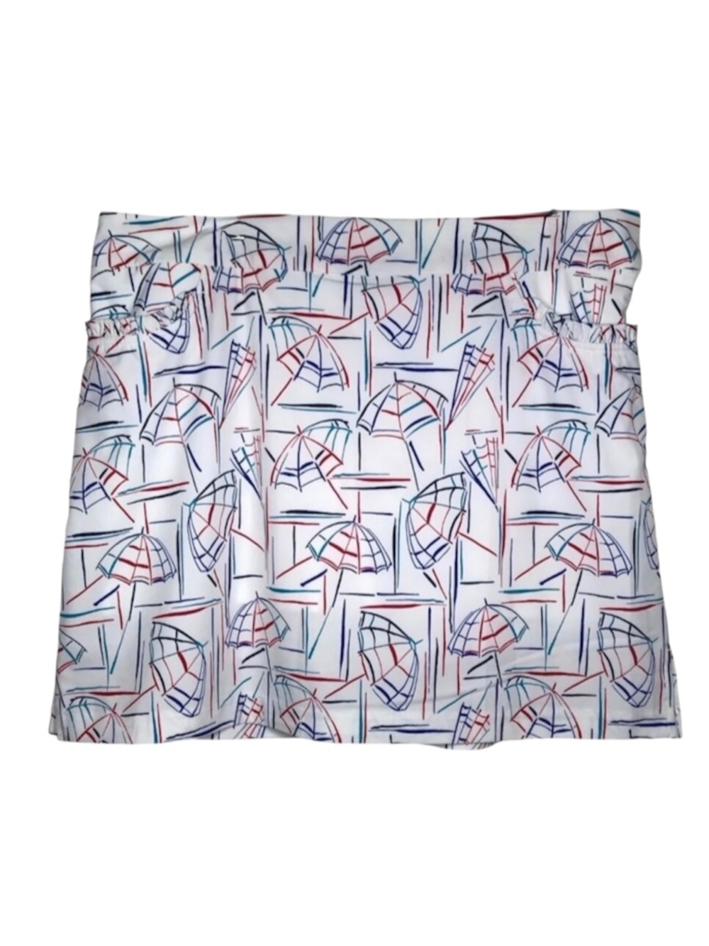 Izod Golf Skort Skirt Women's 14 Umbrella Print White Blue Red Athletic Beach